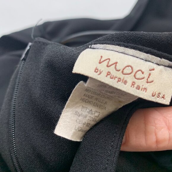 Moci By Purple Rain USA Black Cap Sleeve Belted Dress S Work Career - Picture 3 of 4